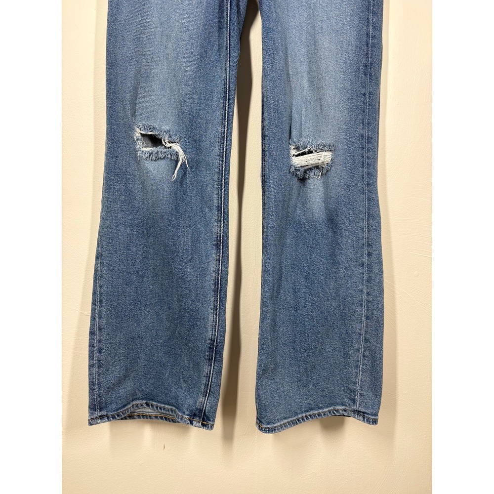 Old Navy Womens Jeans 2 Blue Sky-Hi Wide Leg Distressed Y2K Baggy Loose Stretchy - Picture 3 of 14